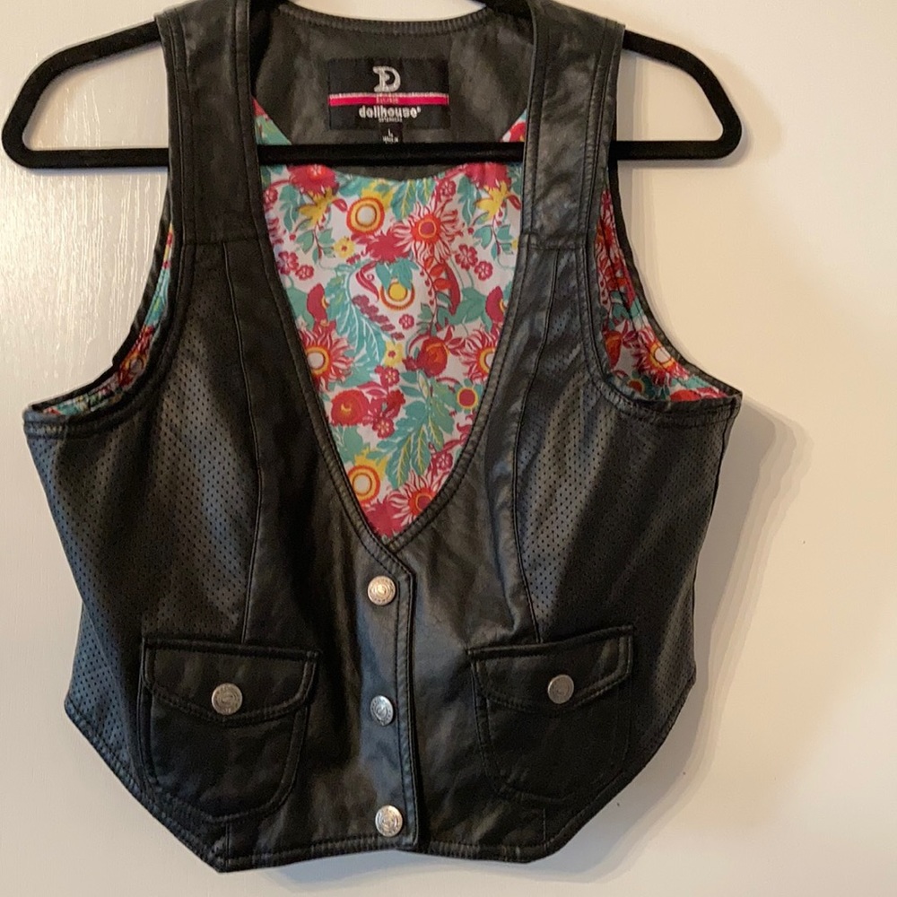 Black Faux Leather 'Dollhouse' Vest-Lg. Jrs.
